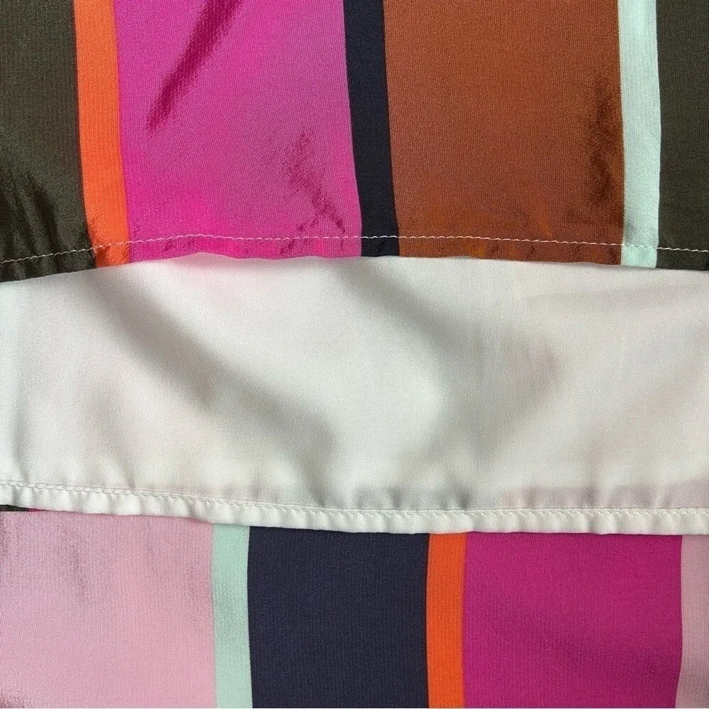 Marie‎ Oliver Silk Multi Color Striped sheath tunic dress women's M